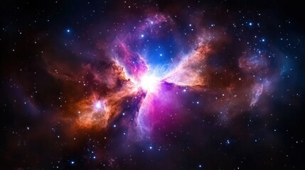 Wall Mural - colorful nebula bursts with light and energy amidst a field of stars in the vast expanse of space