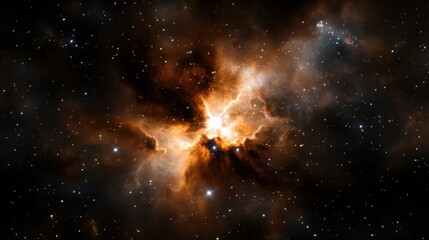 Wall Mural - luminous nebula with a bright central star cluster radiating light and illuminating surrounding cosm