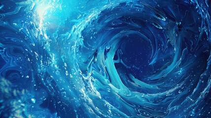 Poster - This abstract digital animation features a captivating blue background with fluid wave patterns, creating a vibrant and dynamic visual experience. Ideal for modern design projects.