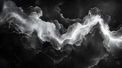 Poster - A digital art piece depicting an abstract landscape. A river of light flows through a dark background. Abstract Monochromatic Landscape: A Serene River of Light