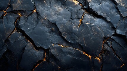 Poster - Close-up shot of a dark, cracked rock surface. Texture and detail emphasized. Dark Cracked Rock Surface Texture Background Image
