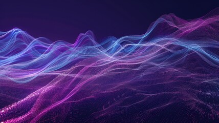 Fototapete - Abstract picture micro light sparkling particle represent data flow. Vivid flowing wave with high tech texture, create digital effect scene perfect for energetic and fantasy wallpaper design. AIG53.