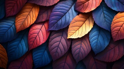 Aufkleber - Close-up view of colorful autumn leaves showcasing vibrant hues and textures. Autumn Leaves: A Symphony of Colors