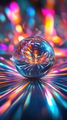 Poster - A glassy sphere reflecting colorful lights and creating a cool effect
