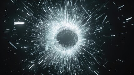 Poster - This image features a striking neon explosion of a sphere against a black background, creating a dynamic and vivid visual effect perfect for modern designs.