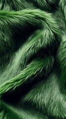 Poster - Lush green synthetic fur texture with flowing patterns, vibrant close-up. Modern decor and fashion concept
