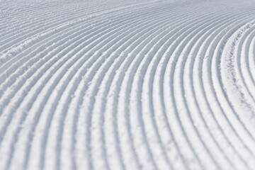 Wall Mural - close up of curved lines in white snow textured surface winter background