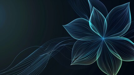 Poster - A stylized flower made of thin, glowing lines against a dark background.