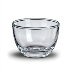 Wall Mural - Transparent glass bowl on white background for minimalist design and modern aesthetic in culinary and home decor settings