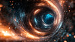 © Sajib - Stunning cosmic wormhole abstract space background orange blue nebula art dark stars light galaxy