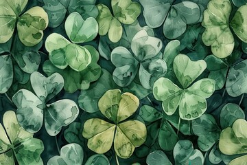 Aufkleber - Close-up view of lush green clover leaves forming a textured background