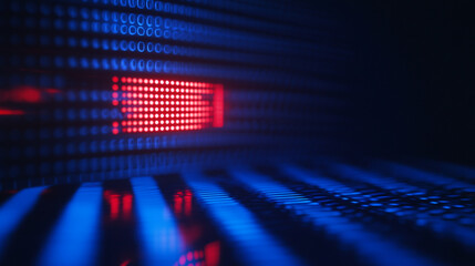 Poster - Abstract digital background red blue lights technology data code glow dark cyber power style binary