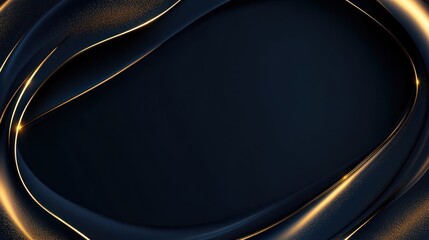 Aufkleber - Elegant Abstract Background with Gold Glitter Waves and Dark Frame