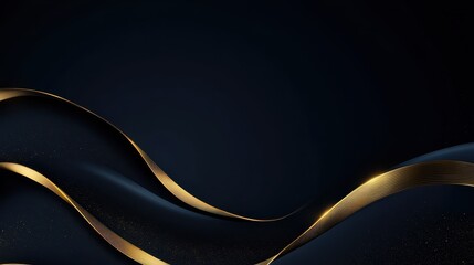 Aufkleber - Elegant Abstract Background with Golden Waves and Dark Blue Hues