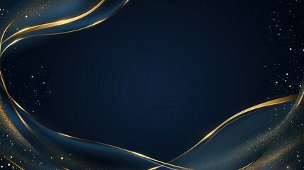 Aufkleber - Elegant Abstract Background with Golden Waves and Blue Sparkle