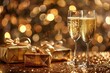 © Riz - Elegant Champagne Toast with Festive Gifts and Golden Lights