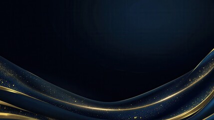 Poster - Elegant Dark Blue and Gold Abstract Wave Background