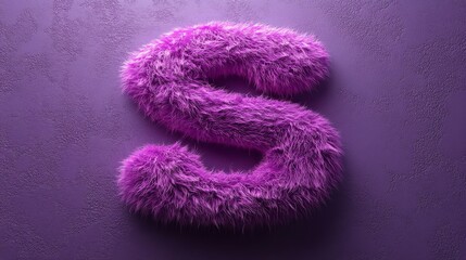 Aufkleber - Fluffy purple letter S on textured violet background, soft and vibrant design. Creative typography and color concept