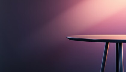 Poster - Empty Table with Soft Pink and Purple Gradient Lighting, Minimalist Studio Background