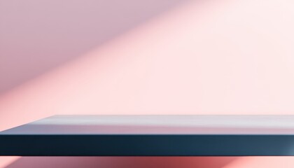 Aufkleber - Empty shelf against a pastel pink wall with soft light and shadow