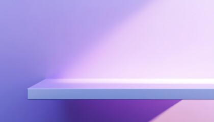 Aufkleber - Empty White Shelf Against a Soft Purple and Pink Gradient Wall, Minimalist Product Display Mockup