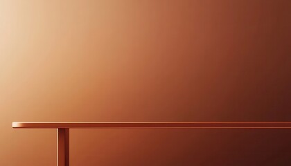 Poster - Empty wooden table against a warm orange background, ideal for product display or presentation