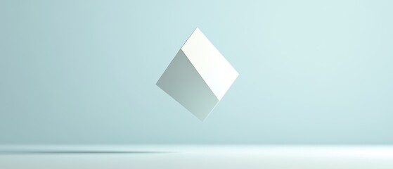Poster - Floating White Diamond Shape on a Light Blue Background Minimalist 3D Render