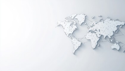Fototapete - Global World Map in Light Grey Tones: Abstract Minimalist Design