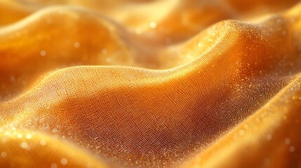 Poster - Close-up of a golden fabric with a shimmering texture and elegant waves. Luxurious and rich in detail. Golden Fabric Texture: Shimmering Waves of Luxury