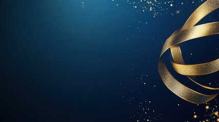 Aufkleber - Golden Ribbon with Sparkles on Blue Background