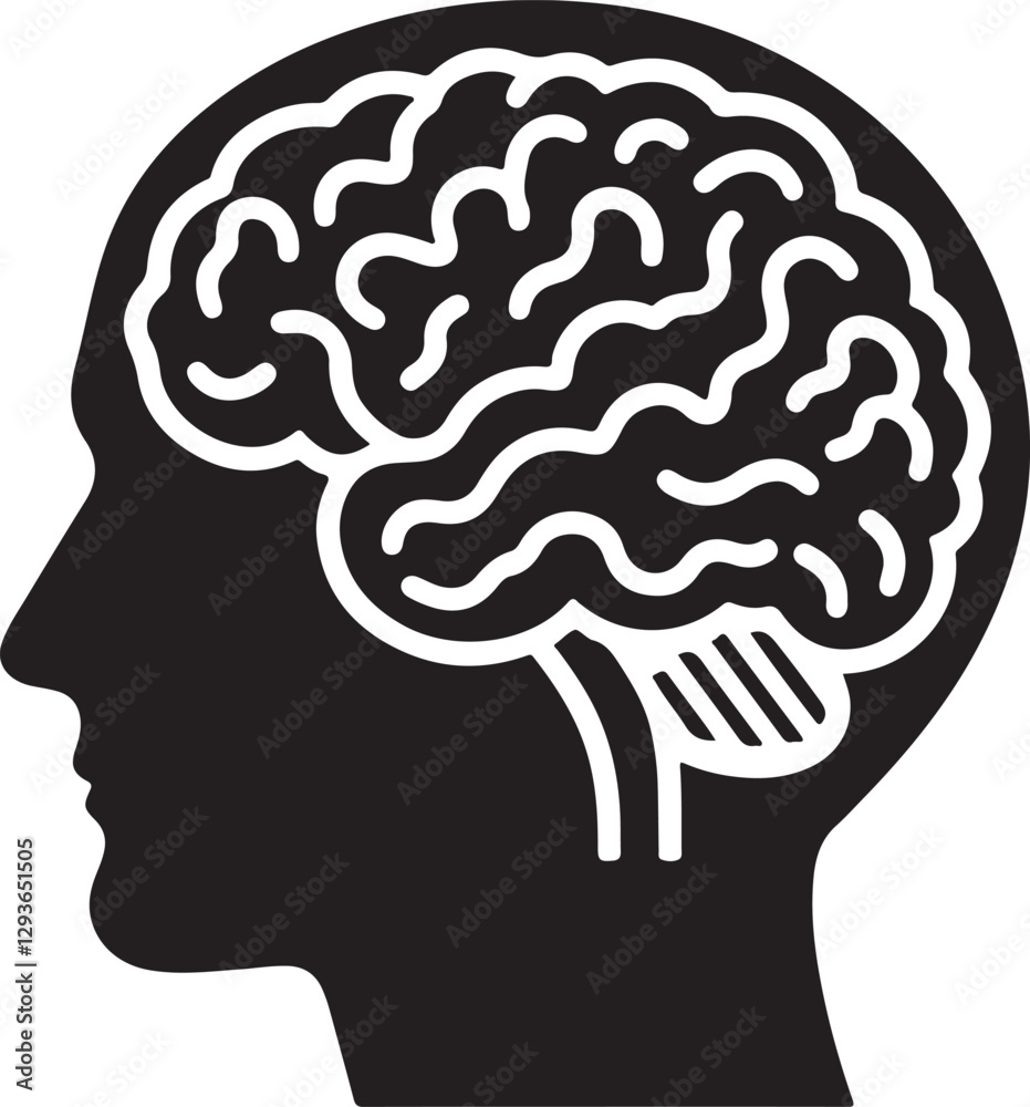 Human brain silhouette icon. Intelligence, mind, neurology, and ...