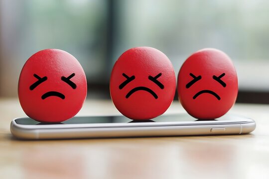 Customer Satisfaction Concept, Positive and Negative Digital Ratings with Smiley and Star Icons