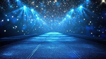 Aufkleber - Luminous Blue Pathway with Sparkling Lights and Glittering Texture