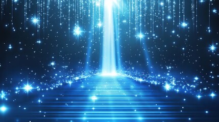 Aufkleber - Luminous Blue Starlit Path: A Magical and Dreamlike Stage Setting