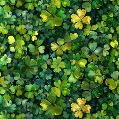 Poster - Lush Green Clover and Shamrock Seamless Pattern