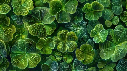 Poster - Lush Green Clover Leaves Background Texture