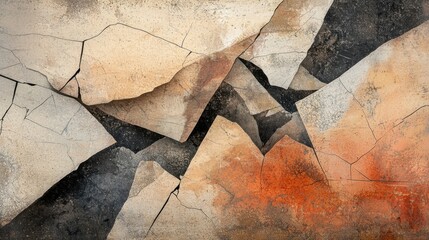 Poster - a painting of a mountain range with a crack in the middle
