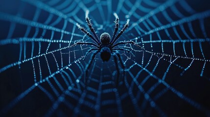 mesmerizing close up shot of a spider s web covered in shimmering morning dew with the spider restin
