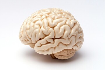 Poster - A detailed model of the human brain sits on a clean white surface, ideal for use in educational or scientific contexts