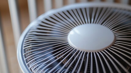 Poster - A simple fan sits atop a wooden floor, ready for use