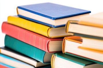 Poster - A stack of books stacked on top of each other, perfect for illustrating a theme of reading or learning