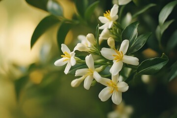 Wall Mural - A close-up shot of a bunch of white flowers