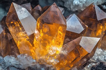 Poster - A cluster of crystals perched on top of a pile of ice, offering a glimpse into the beauty of nature's wonders