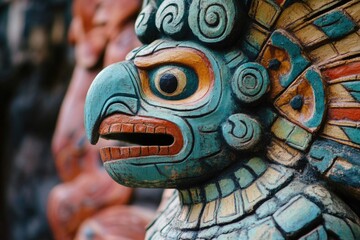 Poster - A detailed shot of a bird statue with intricate features, suitable for use in designs related to nature or wildlife
