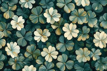 Aufkleber - Seamless Pattern of Green and White Clover Leaves