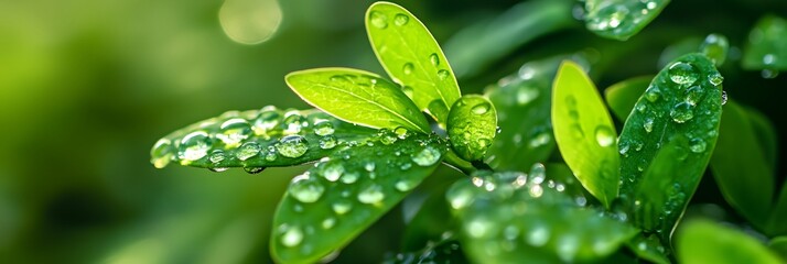 Poster - Leaf with water droplets on it.