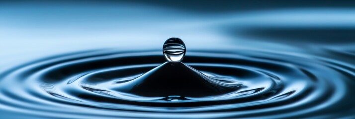 Poster - Drop of water is floating on the surface of a large body of water.