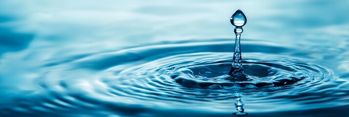 Poster - Drop of water is falling into a large body of water.