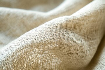 Poster - A close-up shot of a piece of linen fabric with intricate texture and weave