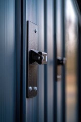 Poster - A close-up shot of a metal door handle, great for use in interior design or architecture photos